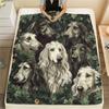 Afghan Hound and Plants,pattern Flannel Blanket, High Quality Comfortable for All Seasons, Home Decor, Warmth and Comfort, Perfect for Gifts.