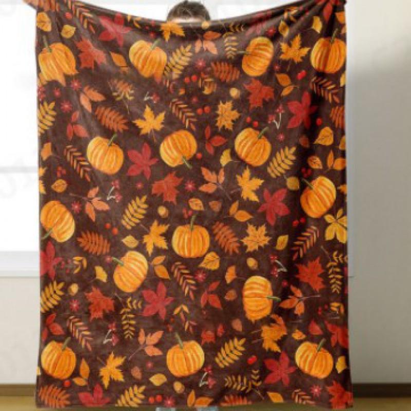 Halloween Pumpkin Spider Web Flannel Blanket Soft Warm Home Throw Gift