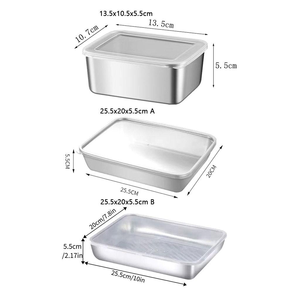 Leakproof Stainless Steel Food Containers Stackable Reusable Metal Lunch Box Lockable Clips Square Dish Preservation Box