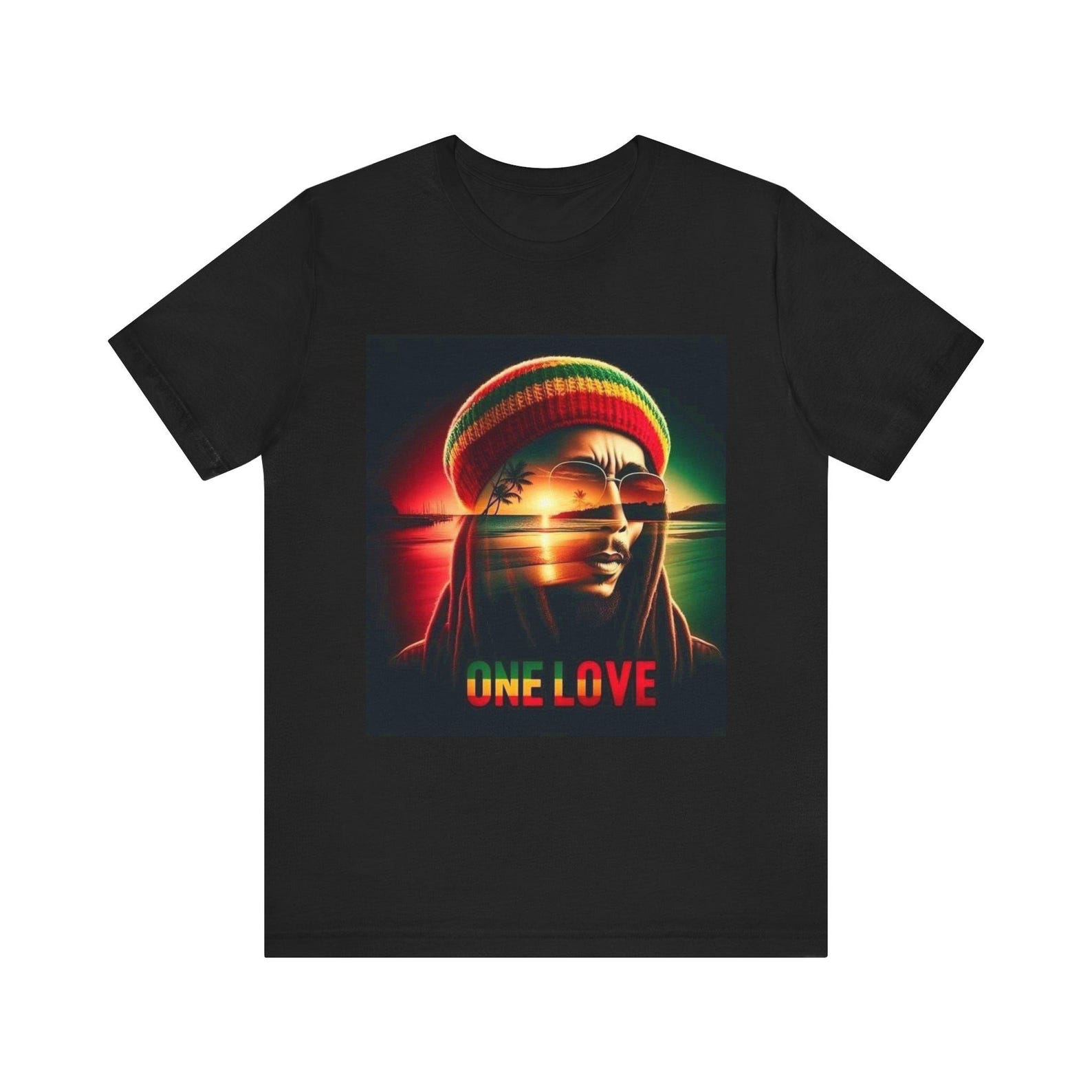 One Love Rasta Vibes T-Shirt | Reggae Portrait Tee L