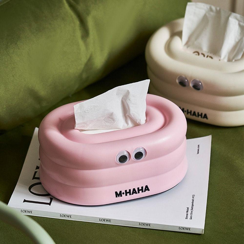 

Cute Paper Drawer Box Plastic Napkin Organizer Creative Big Eye Tissue Box Desktop белый