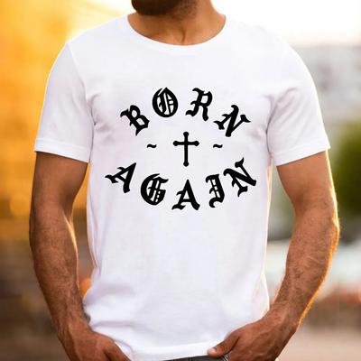Born Again Christian TShirt Mens and Womens Short Sleeve Cotton Tees Retro HipHop Tops Summer Blouse Men Clothing Streetwear