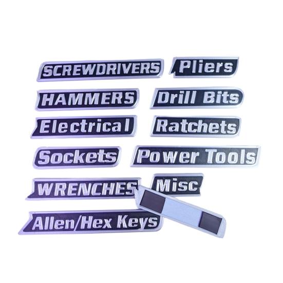 12/14 szt. Magnetyczna Etykieta na Skrzynkę Narzędziową Wielokrotnego Użytku Drukowana 3D Etykieta Organizacyjna na Skrzynię Narzędziową Stalowe Skrzynki Narzędziowe Wózki Szuflady Szafki Marker Etykiety Organizacyjne