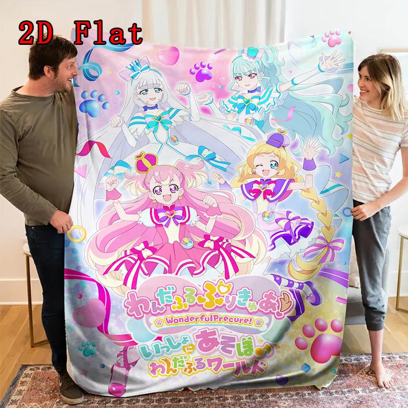 Precure 2D Flat Pattern Flannel Blanket High Quality All Seasons Warmth and Comfort Perfect for Christmas Gifts.DMT0925153