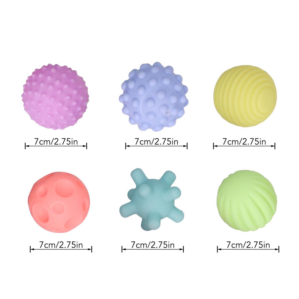 6pcs Baby Textured Set Infant Funny Soft Elastic Multicolor Squeezing Sensory Toy for Home