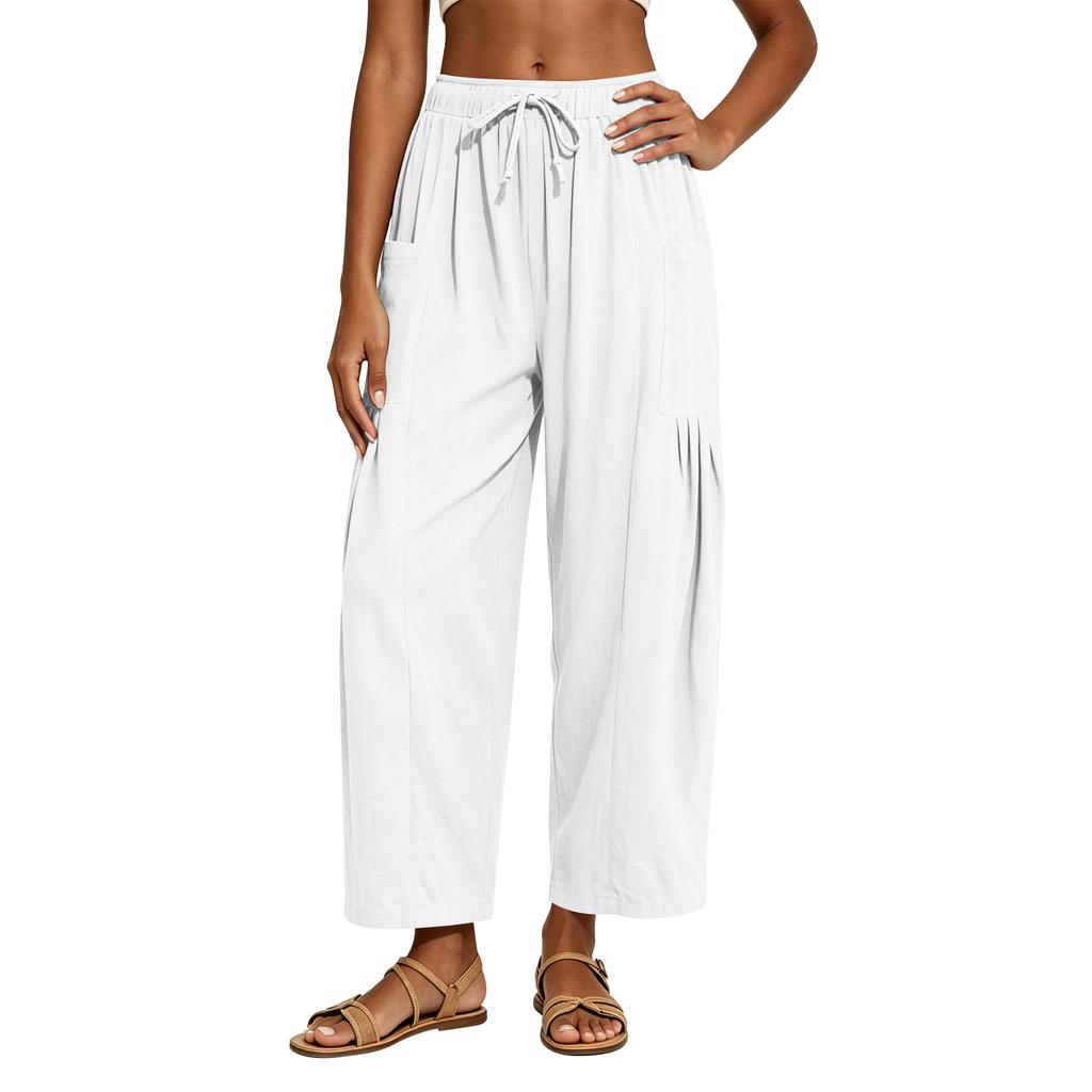 Women's Loose-fitting Wide-leg Pants, Casual Loose-fitting Pants, High-elastic Waistband, Long Pants With Pockets
