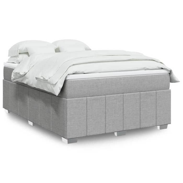VidaXL Slat Bed Base with Mattress Light Grey 160x200cm Fabric 3285484