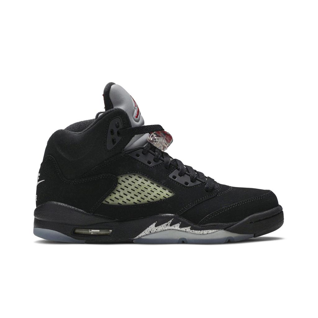 Air Jordan 5 Retro OG BG 'Black Metallic' 2016 (Unisexe) Chaussures de Basketball Enfant Noir / Rouge Flamboyant / Argent Métallisé / Blanc 845036 003