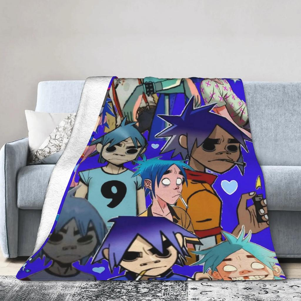 Gorillaz Music Band Plush Throw Blanket  Soft Warm Flannel Blanket for Bed Bedroom Students Novelty Gift