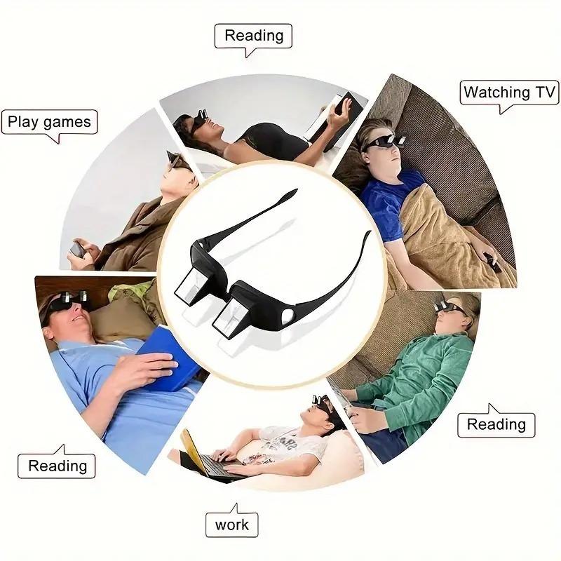 Lazy Eyeglasses Lazy Reading Glasses Prismatic Periscope Horizontal Glasses Lying Down Bed Reading Watching HD Readers Glasses