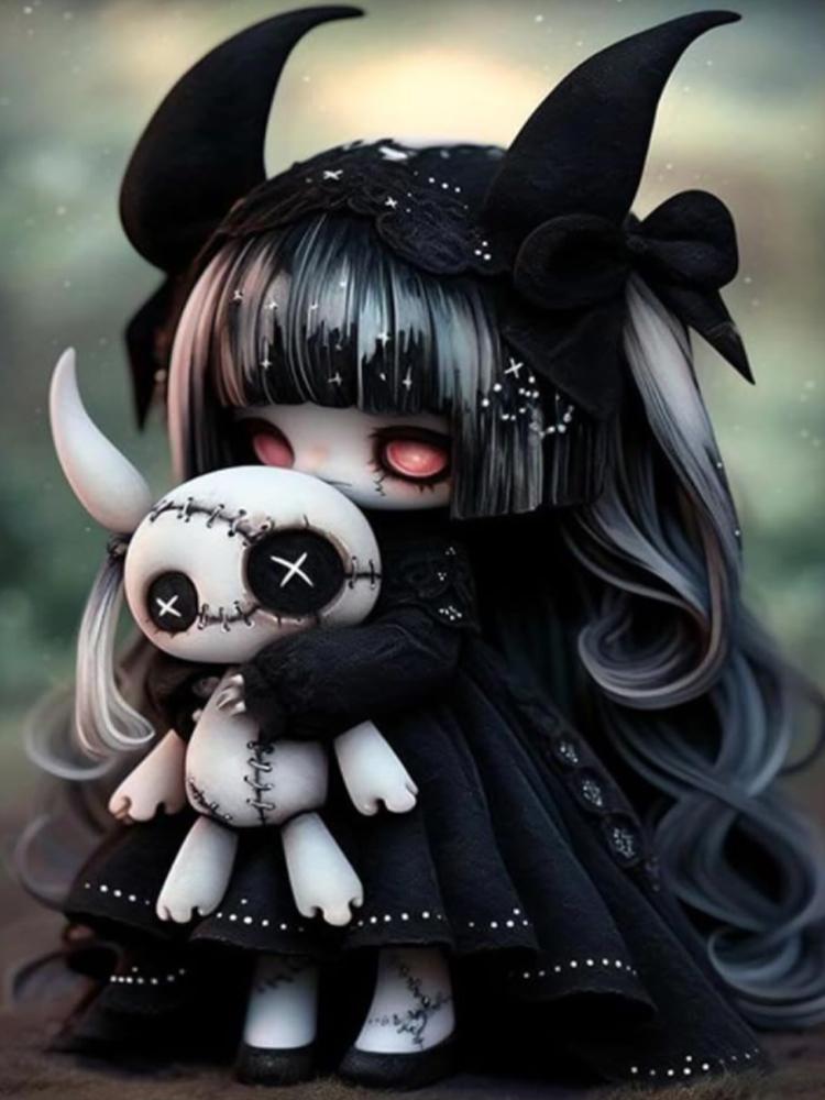 

Набор для вышивки крестом, мультяшная готическая девушка, портрет, алмазная живопись, мозаичная вышивка, новый 5D DIY, полный комплект из стразов, домашний декор, подарок Full Round 20x30CM