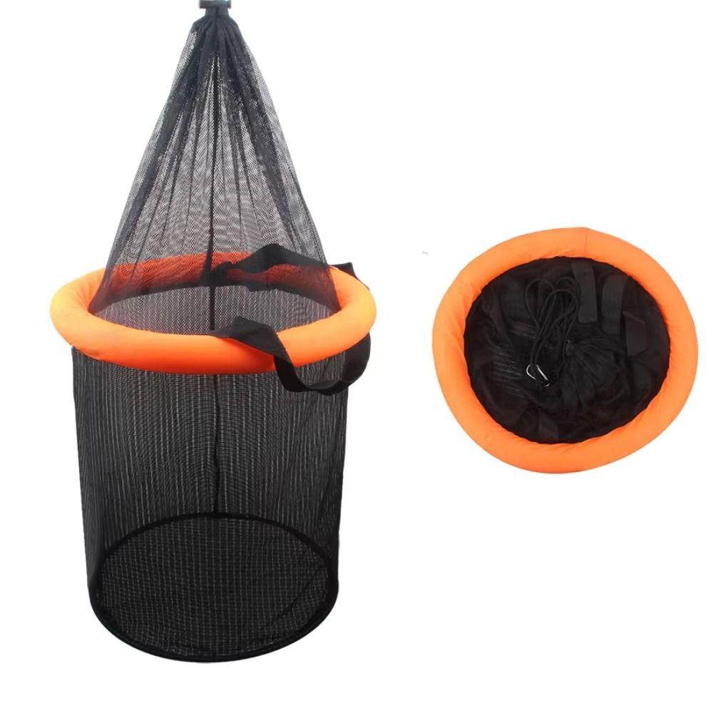 Collapsible Floating Fishing Bait Basket Bright Orange Fish Keeper Live Fish Net Outdoor Sports