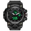 Herren Digitaluhr Sport Stoppuhr Wasserkompatibel Mode Militärstil Laufen Dualzeit Beidseitige Anzeige Wecker Leuchtend 50m 2024