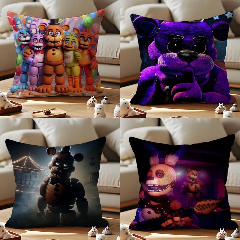 Movie Five N-Nights At F-Freddys2 Cushion Cover Anti-dustmite Pillowcase Invisible Zipper Silky Short Plush Sofa Cushion Cover