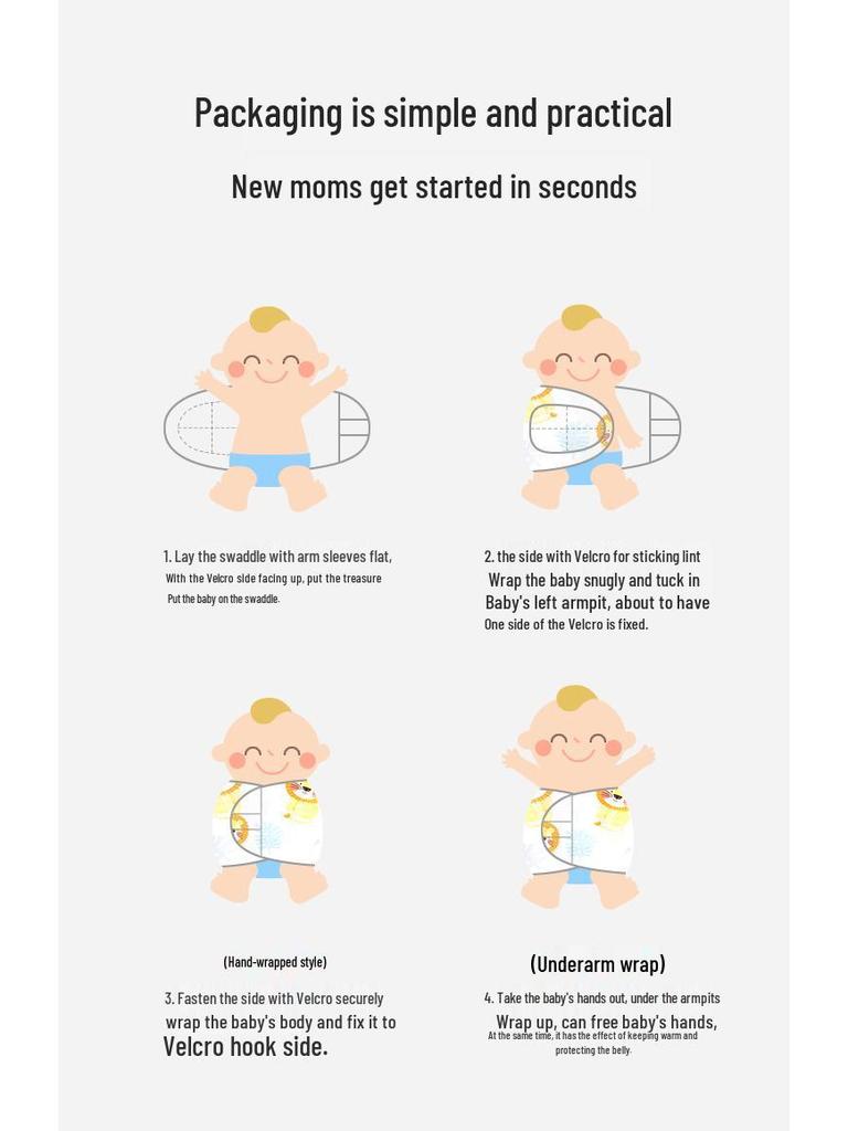 Anti-Startle Baby Swaddle Blanket, Summer Style, Pure Cotton Newborn Sleep Sack