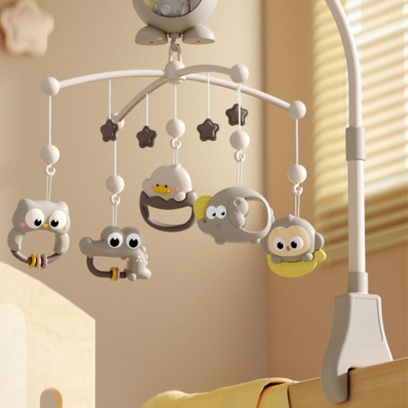 Infant Bedside Music Toy With Ceiling Light Show Auto Spin Mobile Built In Lullabies Wireless Remote For Newborns