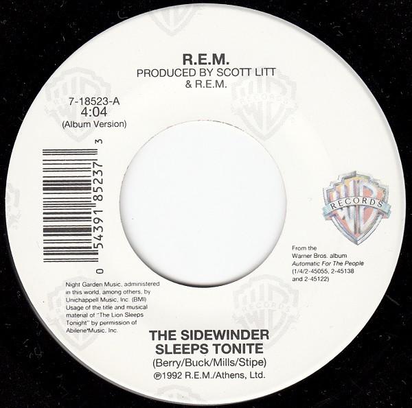 

7inch Record R.E.M. The Sidewinder Sleeps Tonite 718523 Warner Bros. Re 1993 US Rock Used