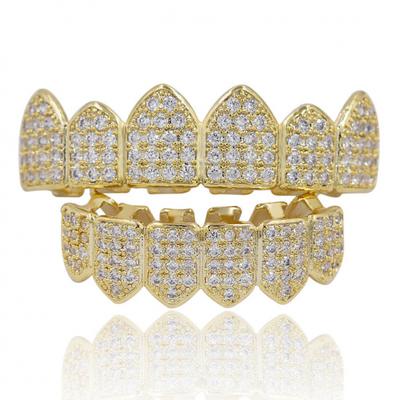 WISH Micro Inlaid Gold Teeth Set Sharp Teeth Vampire Teeth Hip Hop Accessories Teeth Set Factory