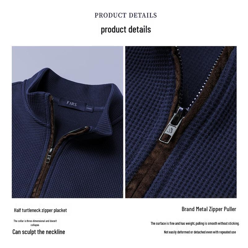 FIRS Men's Waffle Texture Long Sleeve Polo Shirt