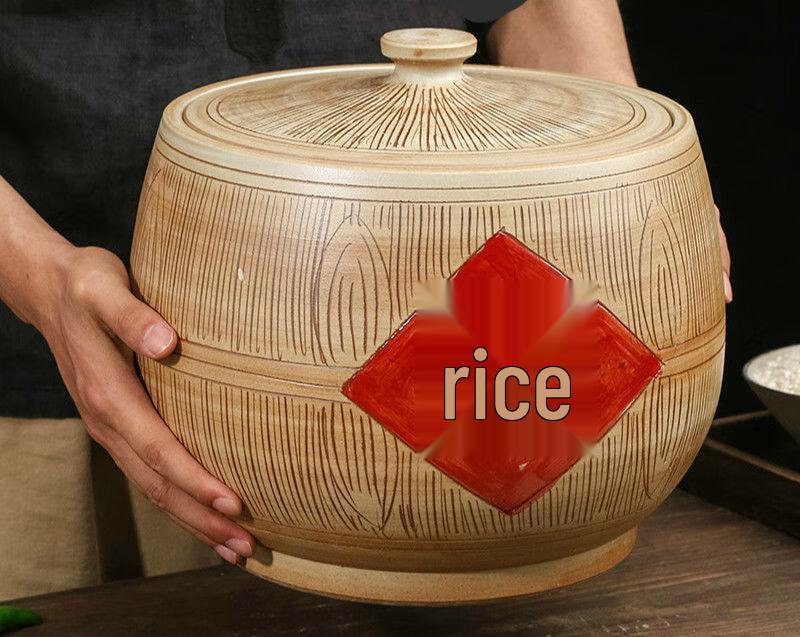 Jingdezhen Ceramic Rice Storage Jar with Lid