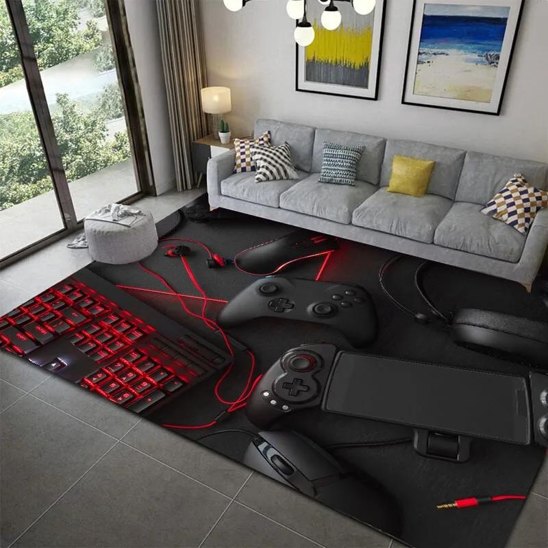 3D Spielteppich Jungenzimmer Großer Gaming-Teppich Controller-Design Kinder Krabbeln Spielen Rutschfeste Bodenmatte Zuhause Schlafzimmer Dekor Teppiche