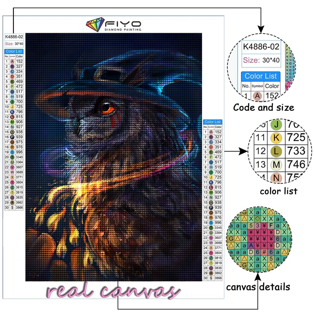 Gör-det-själv 5D Diamantmålning Djuruggla Korsstygnskit Full Drill Broderi Mosaikkonst Bild av Rhinestones Present