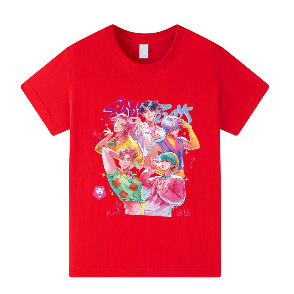A1207 Kids Boys Girls Sajaboys Kpop Rumi Zoey Mira Print Short Sleeves T-shirt