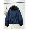 Short Women's Casual Fashion Simple White Duck Down Parker Down Jacket Autumn and Winter Warm Jacket Imitation Fox Fur Placket