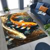 Luxurious Lucky Koi Fish Yin Yang Carp Cartoon Rug for Bedroom Living Room Sofa Home Doormat Decor,Large Kids Non-slip Floor Mat
