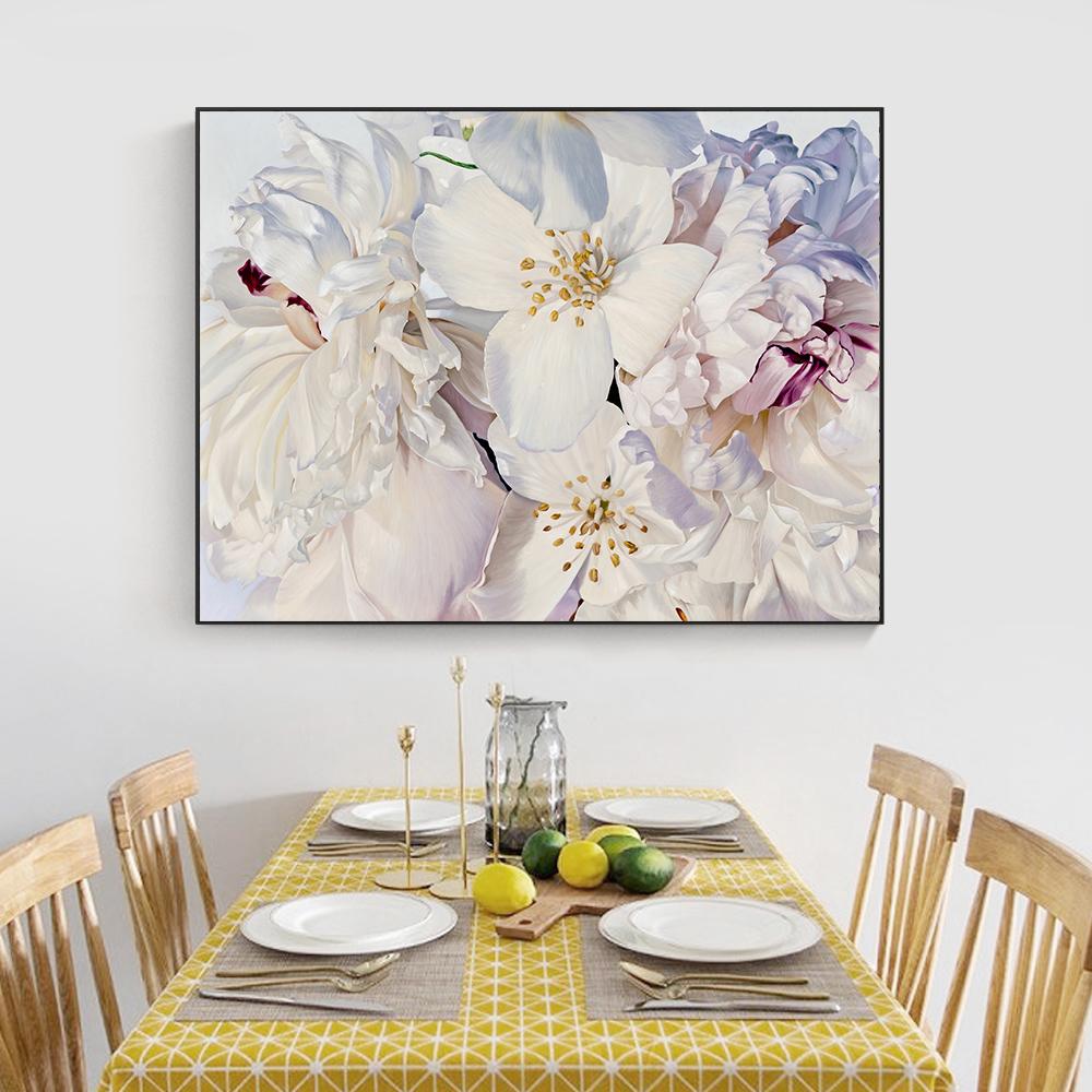 Moderne Wand Kunst Malerei Weiße Blume Poster und Drucke auf Leinwand Nordic Bild Dekoration Für Wohnzimmer Cuadros Wohnkultur