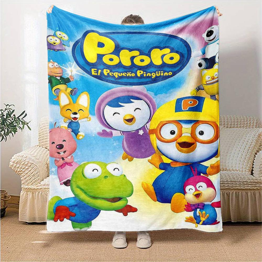 Pororo tecknad tryck flanellfilt hög kvalitet varm bekväm överkast för alla säsonger perfekt för presenter heminredning