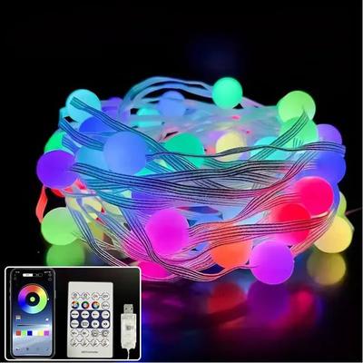 RGBIC runde Kugel 5V USB Bluetooth LED Lichterkette APP Musik Controller Außen wasserdicht Atmosphäre Campinglicht Gartendekoration