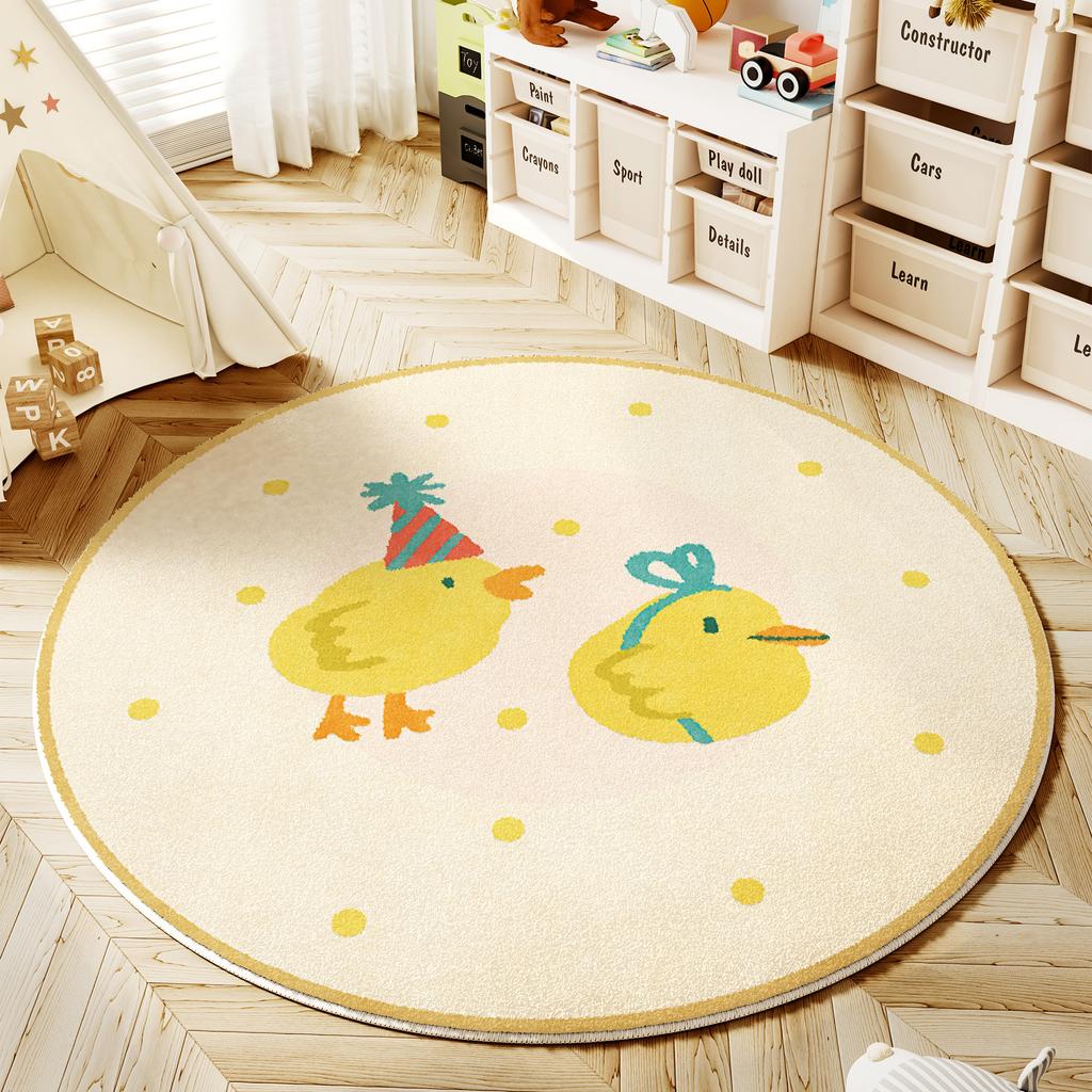 Cartoon Style Bedroom Decor Round Carpet Animal Patterns Carpets for Living Room Fluffy Soft Children Floor Mat Thick Plush Rug