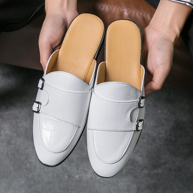 Pánské zelenobílé poloviční pantofle boty na řízení s řemínkem mnicha pánské ležérní mulky mokasíny prodyšné mokasíny zapatos hombre