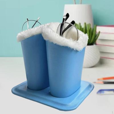 Glasses Stand Case Lined Eyeglasses Holder Double Head Anti Scratch for Office Table