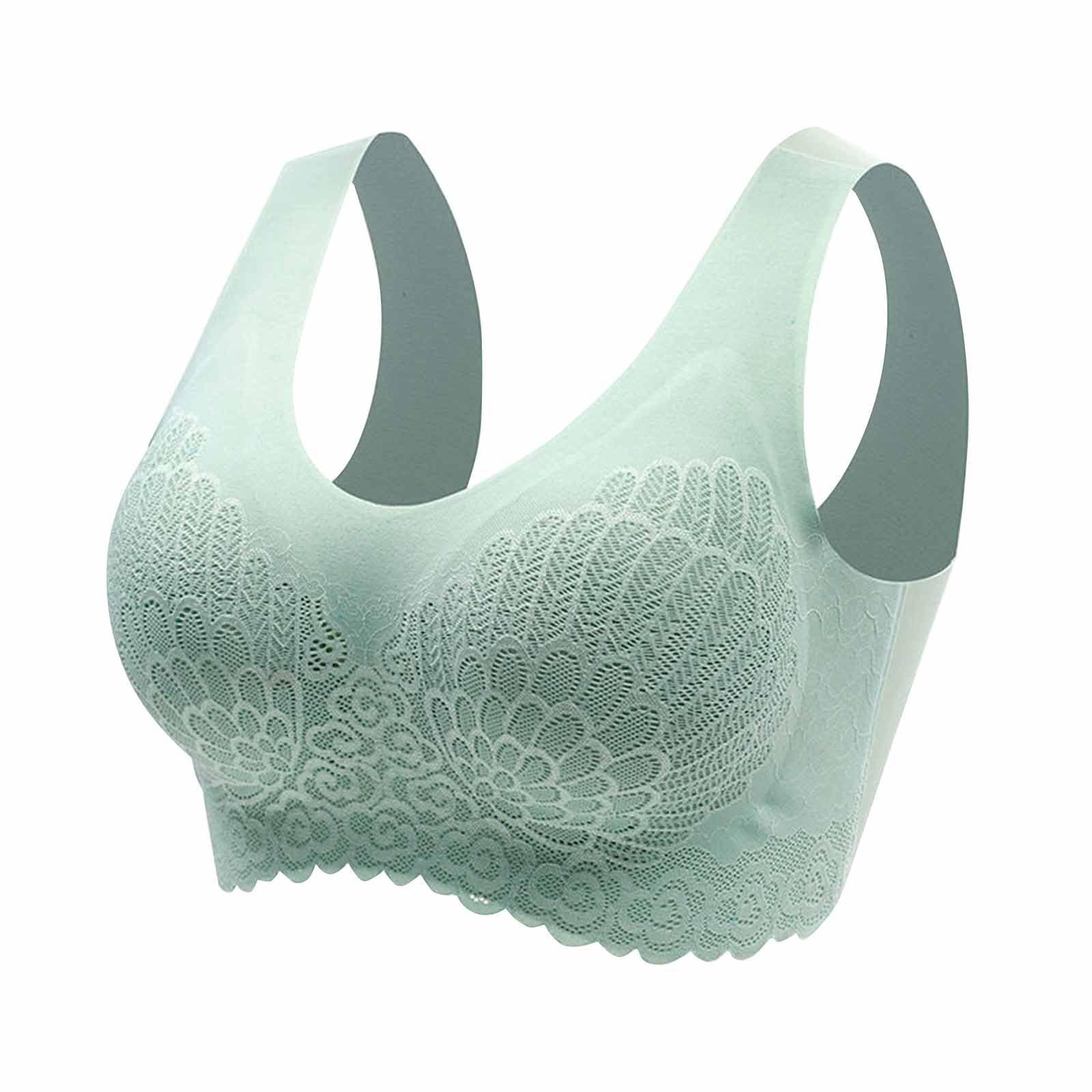 

Женский комфортный бюстгальтер без косточек, спортивный бюстгальтер с мягкими подкладками, кружевной бюстгальтер, мягкий бесшовный эластичный бюстгальтер, классический топ L зелёный