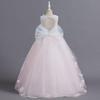2026 Spring Pink Flower Girl Wedding Dress - Color Block Train, Children's Formal Wear, Cross-border Hot Selling Princess Dress