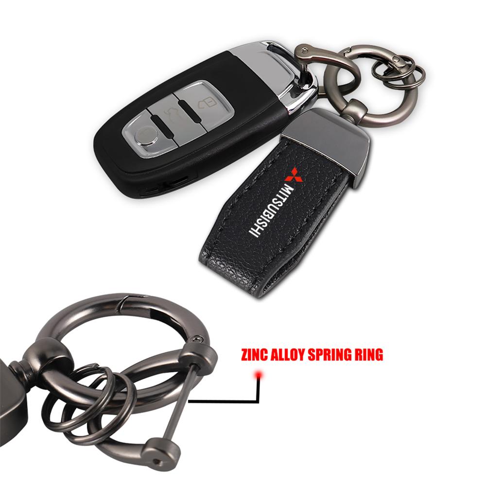 Metal Leather Car Key Ring Chain Auto Keychain Accessories For Mitsubishi Asx Lancer 10 Outlander l200 Xpander Pajero 4 Montero WZ8