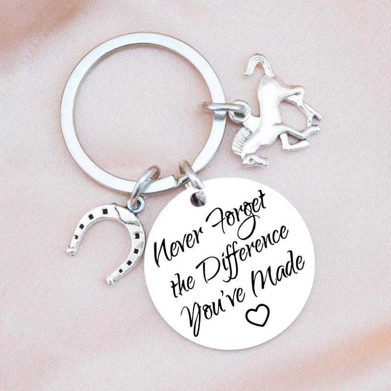 Stainless Steel Inspirational Horses Keychain Charms Jewelry Best Gifts Birthday Christmas For Women Men