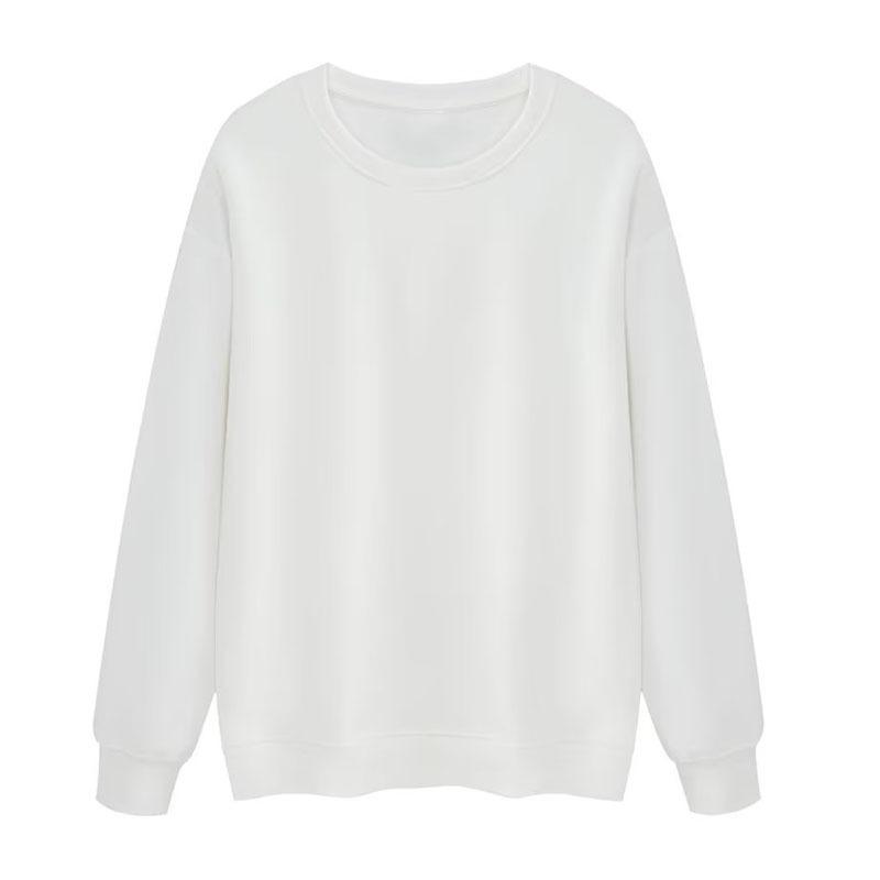 Men's Fleece Sweater Crew Neck Autumn and Winter Fleece Thickened Korean Version Large Size Solid Color Simple Inner Bottoming Shirt Top