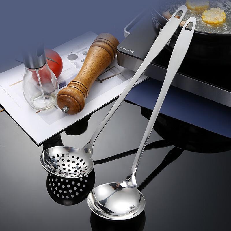 Zhi Shi Thickened Stainless Steel Soup Ladle & Skimmer