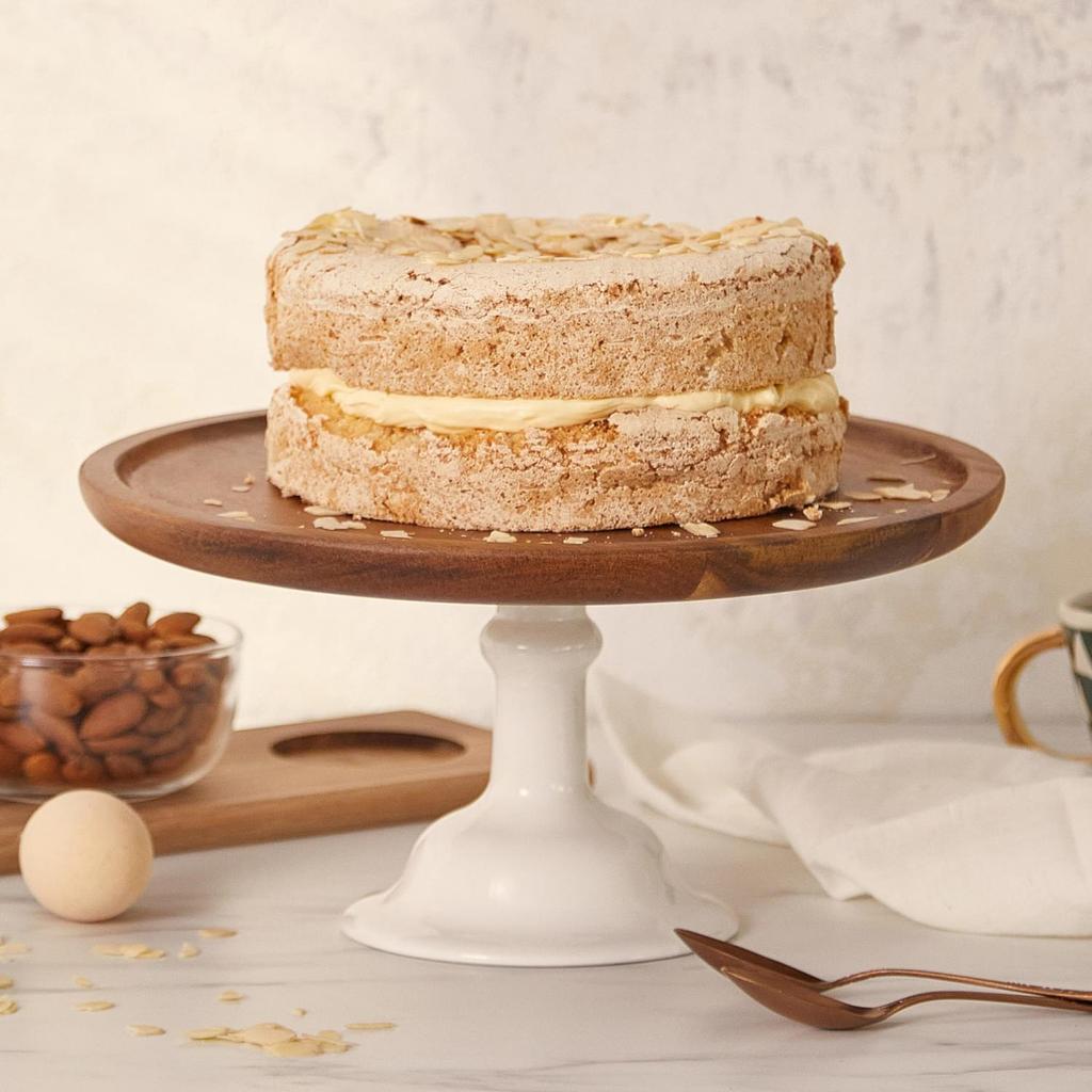 Cake Plate with Dome , Elegant Glass Cover, Acacia, DUKA