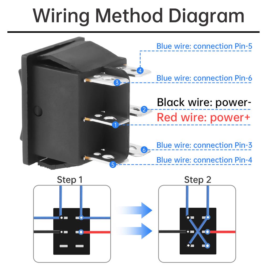 Waterproof Momentary Self Resetting Rocker Switch 6 Pin 3 Position ON Off ON DC 12V 24V AC 110V 220V for Motor Control Boat