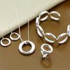 925 Sterling Silver Round Circle O Necklace Bracelet Earring Ring Set For Woman Wedding Engagement Fashion Jewelry Gift
