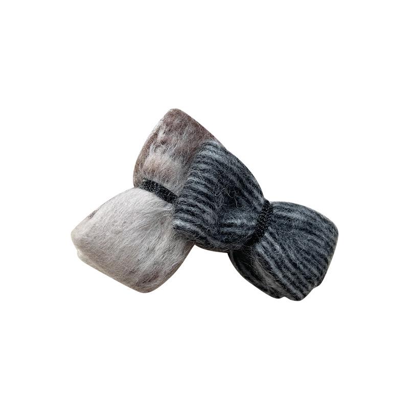 Herbst/Winter Woll-Doppel-Schleifen-Bananenklemme für Damen - Vielseitiges Haaraccessoire für hohen Pferdeschwanz