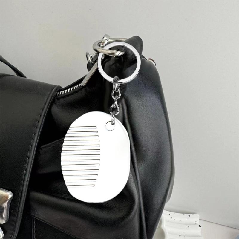 Hip Hop Style Keyring Titaniums Comb Pendant Keychain Edgy  Hair Styling Accessory for Fashion Women and Trendsetters