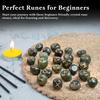 Crocon Labradorite Gemstone Elder Futhark Alphabet Engraved Symbol Rune Stones 25 pcs Set Feng Shui Chakra Balancing : 15-20 mm