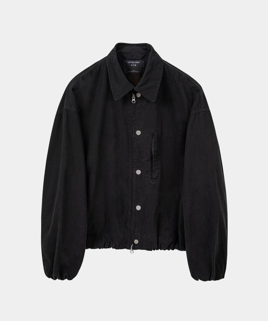 LETTERCOMO Washed Work Crop Blouson Jacket Black