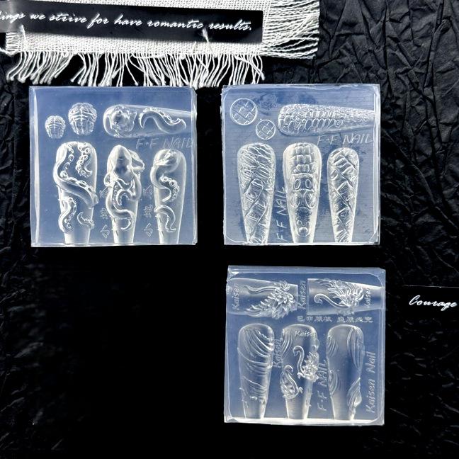 DIY Nail Art 3D Molds: Snake Skin, Swan Lake, Octopus & Monster Brain Series