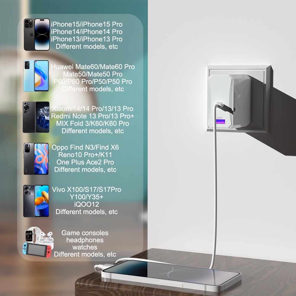 65W QC3.0 6-Port High Power USB Fast Charger for Mobile Phones - US/EU/UK Standard
